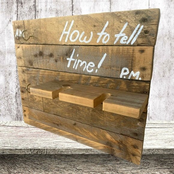Rustic Wall Plaque "How To Tell Time" Wine Coffee - Picture 1 of 10